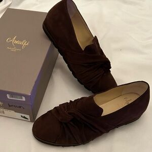 Amalfi by Rangone Brown Suede Loafers Size 7.5